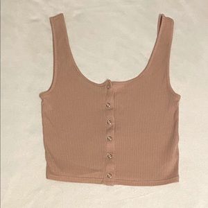 Pink, line textured, button up, tank top, crop top